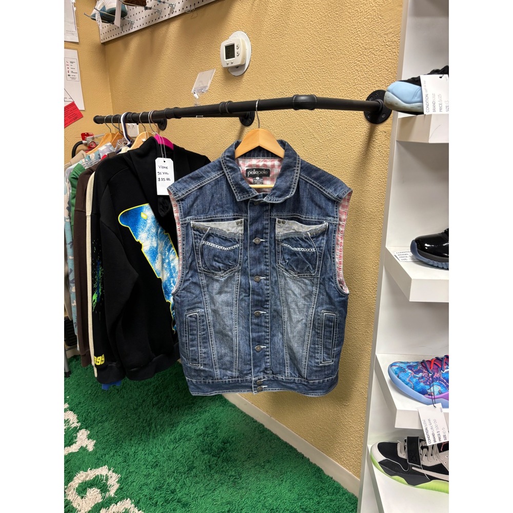 Vintage Pelle Pelle Blue Jeans Mens Denim Vest Large Blue Y2K Streetwear